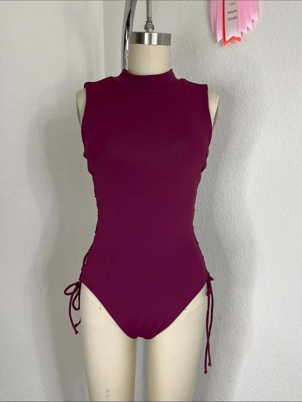 Siempre Golden High Neck Caged One Piece Swimsuit Keyhole Back